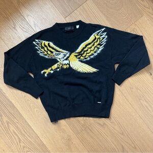 Diesel Y2K Eagle Wool Blend Crewneck Sweater - Black - Size XS - EUC